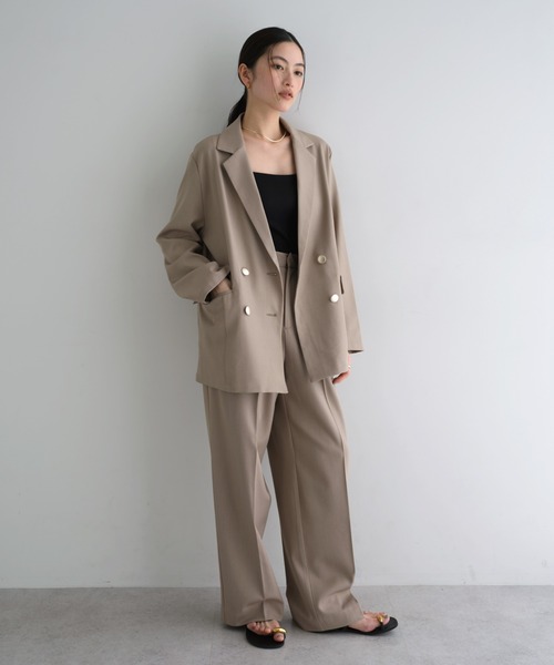 andme（アンドミー）の「2タックスラックスワイドパンツ（スラックス・レディース・ベージュ/ネイビー/グレー系その他・M/L）」の6枚目の写真