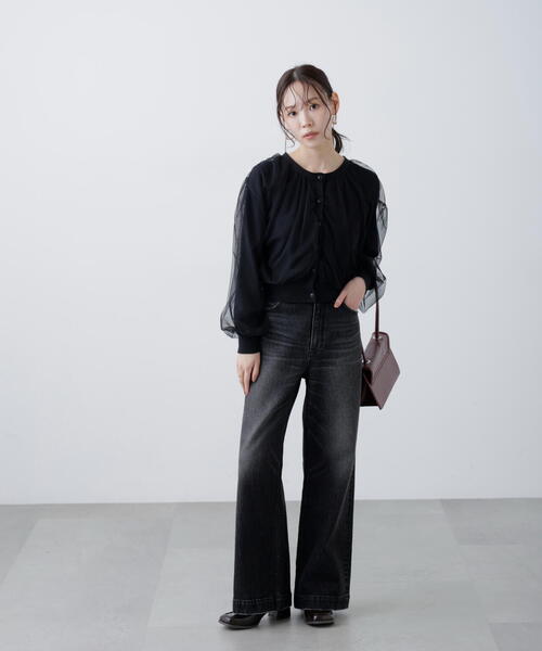 FREE'S MART（フリーズマート）の「チュールレイヤードクルーネックニットカーディガン（ニット/セーター・レディース・イエロー/ホワイト/ブラック・FREE）」の8枚目の写真