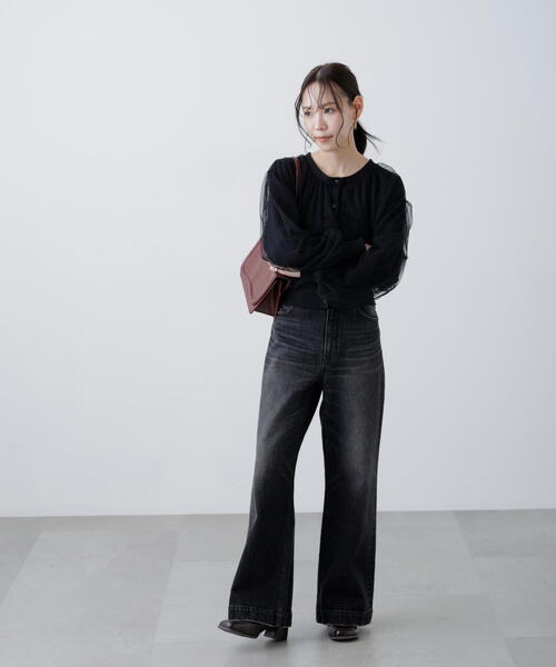 FREE'S MART（フリーズマート）の「チュールレイヤードクルーネックニットカーディガン（ニット/セーター・レディース・イエロー/ホワイト/ブラック・FREE）」の10枚目の写真