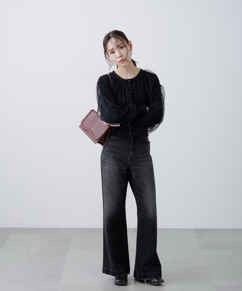 FREE'S MART（フリーズマート）の「チュールレイヤードクルーネックニットカーディガン（ニット/セーター・レディース・イエロー/ホワイト/ブラック・FREE）」の11枚目の写真