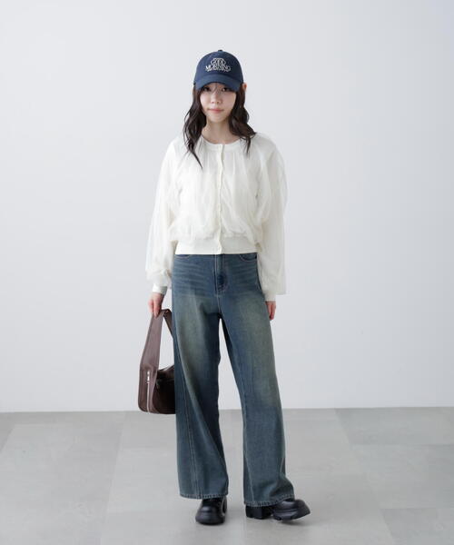 FREE'S MART（フリーズマート）の「チュールレイヤードクルーネックニットカーディガン（ニット/セーター・レディース・イエロー/ホワイト/ブラック・FREE）」の17枚目の写真