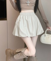 フェイクレザー バルーン ミニスカート