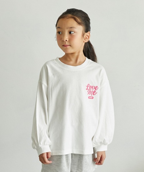 undeny.(アンディニ-)の「アンディニー Love me L/S Tシャツ(Tシャツ/カットソー・キッズ・ホワイト/サックスブルー・M/L/XL)」の1枚目の写真
