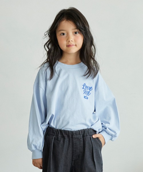 undeny.(アンディニ-)の「アンディニー Love me L/S Tシャツ(Tシャツ/カットソー・キッズ・ホワイト/サックスブルー・M/L/XL)」の2枚目の写真