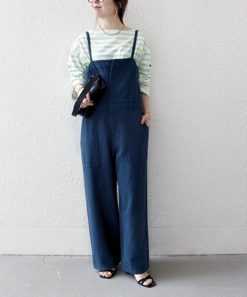 SHIPS any（シップス エニィ）の「SHIPS any:〈洗濯機可能〉カルゼ キャミ ワイド サロペット（サロペット/オーバーオール・レディース・オフホワイト/ネイビー・ONE SIZE）」の11枚目の写真