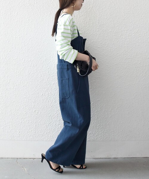 SHIPS any（シップス エニィ）の「SHIPS any:〈洗濯機可能〉カルゼ キャミ ワイド サロペット（サロペット/オーバーオール・レディース・オフホワイト/ネイビー・ONE SIZE）」の12枚目の写真