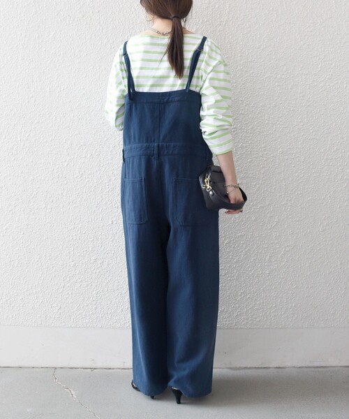 SHIPS any（シップス エニィ）の「SHIPS any:〈洗濯機可能〉カルゼ キャミ ワイド サロペット（サロペット/オーバーオール・レディース・オフホワイト/ネイビー・ONE SIZE）」の14枚目の写真