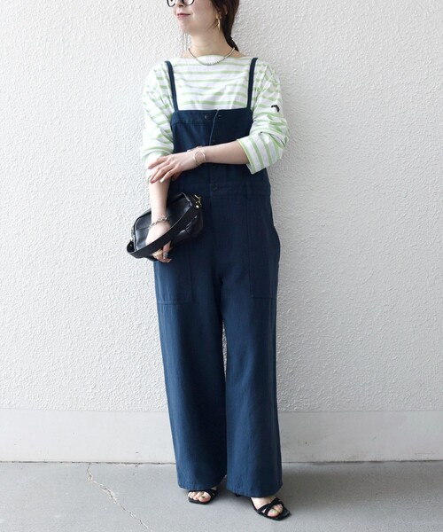 SHIPS any（シップス エニィ）の「SHIPS any:〈洗濯機可能〉カルゼ キャミ ワイド サロペット（サロペット/オーバーオール・レディース・オフホワイト/ネイビー・ONE SIZE）」の16枚目の写真