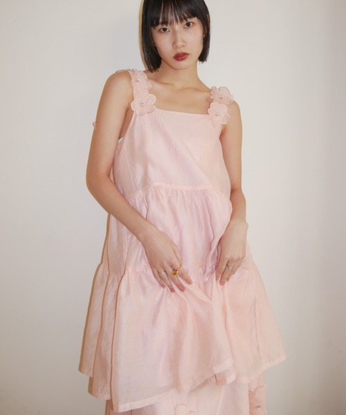 HONEY MI HONEY（ハニーミーハニー）の「flower organdie tiered one-piece（ワンピース・レディース・ピンク/ホワイト/ブラック・FREE）」の3枚目の写真