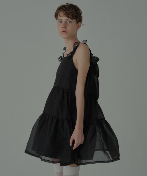 HONEY MI HONEY（ハニーミーハニー）の「flower organdie tiered one-piece（ワンピース・レディース・ピンク/ホワイト/ブラック・FREE）」の5枚目の写真