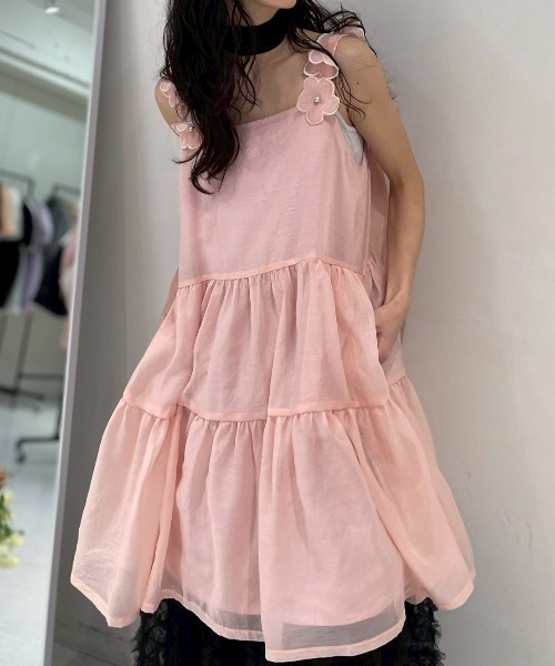 HONEY MI HONEY（ハニーミーハニー）の「flower organdie tiered one-piece（ワンピース・レディース・ピンク/ホワイト/ブラック・FREE）」の18枚目の写真