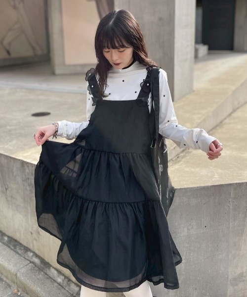 HONEY MI HONEY（ハニーミーハニー）の「flower organdie tiered one-piece（ワンピース・レディース・ピンク/ホワイト/ブラック・FREE）」の22枚目の写真
