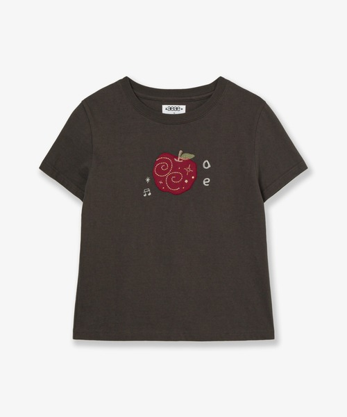 aeae(エーイーエーイー)の「RINGO TEE(Tシャツ/カットソー・レディース・ダークブラウン/ホワイト・FREE)」の2枚目の写真