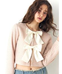 CALNAMUR | カットラメツイードリボンジャケット(カーディガン/ボレロ)