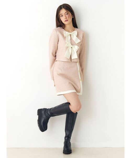 CALNAMUR（カルナムール）の「カットラメツイードリボンジャケット（カーディガン/ボレロ・レディース・ブラック/オフホワイト/ピンク・FREE）」の12枚目の写真