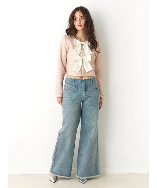 CALNAMUR（カルナムール）の「カットラメツイードリボンジャケット（カーディガン/ボレロ・レディース・ブラック/オフホワイト/ピンク・FREE）」の15枚目の写真