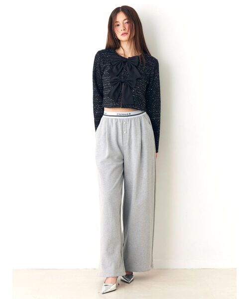 CALNAMUR（カルナムール）の「カットラメツイードリボンジャケット（カーディガン/ボレロ・レディース・ブラック/オフホワイト/ピンク・FREE）」の7枚目の写真