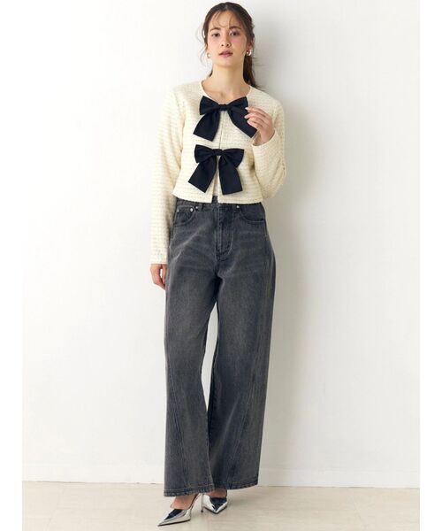 CALNAMUR（カルナムール）の「カットラメツイードリボンジャケット（カーディガン/ボレロ・レディース・ブラック/オフホワイト/ピンク・FREE）」の16枚目の写真