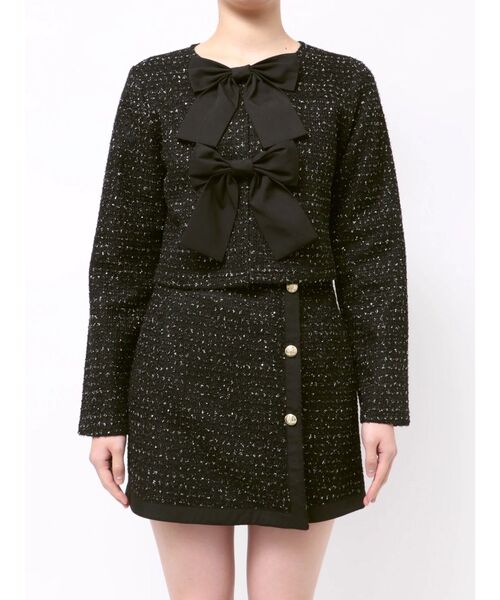 CALNAMUR（カルナムール）の「カットラメツイードリボンジャケット（カーディガン/ボレロ・レディース・ブラック/オフホワイト/ピンク・FREE）」の17枚目の写真