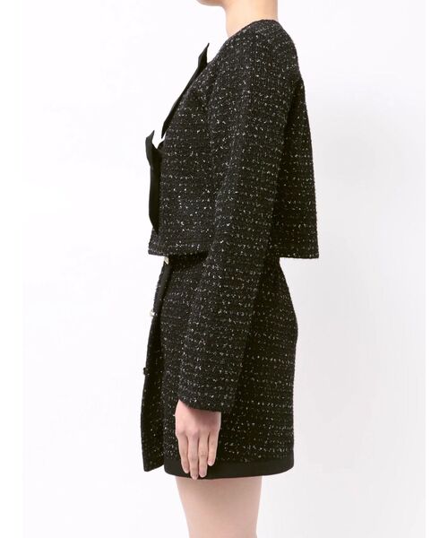 CALNAMUR（カルナムール）の「カットラメツイードリボンジャケット（カーディガン/ボレロ・レディース・ブラック/オフホワイト/ピンク・FREE）」の18枚目の写真