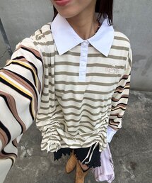 ラガーシャツ」に該当するトップス（ベージュ系）ファッション通販