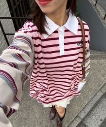 ラガーシャツ」に該当するピンク/桃色系のレディースファッション通販