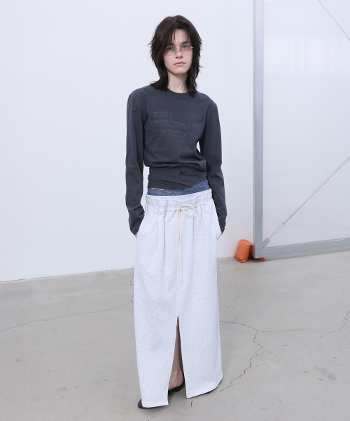 LCDC TM（エルシーディーシーティーエム）の「DOUBLE-LAYERED DETAIL SKIRT (LIGHT GREY)（スカート・レディース・その他・OS）」の2枚目の写真