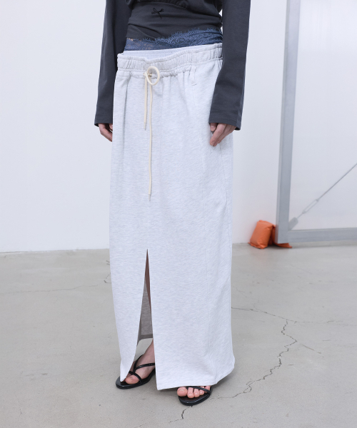 LCDC TM（エルシーディーシーティーエム）の「DOUBLE-LAYERED DETAIL SKIRT (LIGHT GREY)（スカート・レディース・その他・OS）」の4枚目の写真
