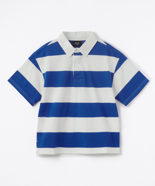 MUSINSA STANDARD KIDS（ムシンサスタンダードキッズ）の「ストライプ半袖ラグビーシャツ[ブルー/ホワイト]（ポロシャツ・レディース・その他・100/110/120/130/140/150/160）」の2枚目の写真