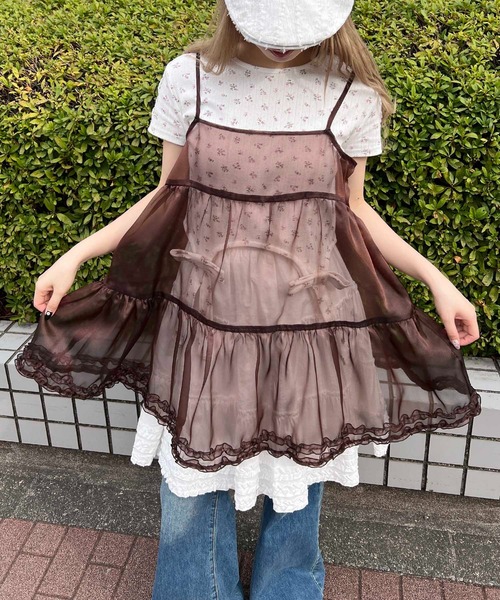 WC(ダブル シー)の「シアーフリルキャミワンピース(ワンピース・レディース・ブラック/ブラウン/ホワイト・FREE)」の20枚目の写真
