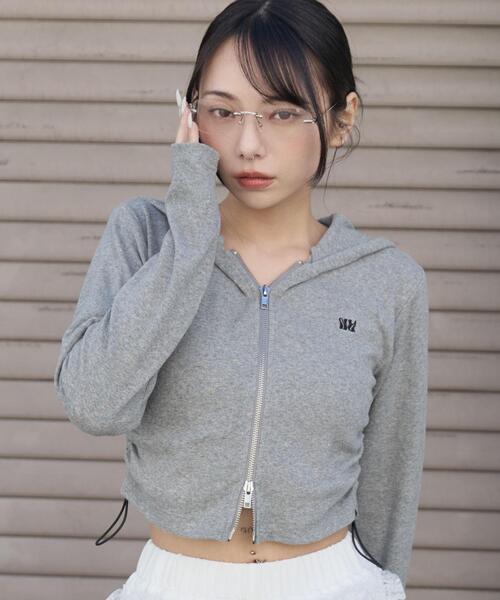 WEGO（ウィゴー）の「WEGO/【26年春新作】リブジップパーカー（パーカー・レディース・その他1/杢グレー/スミクロ・FREE）」の3枚目の写真