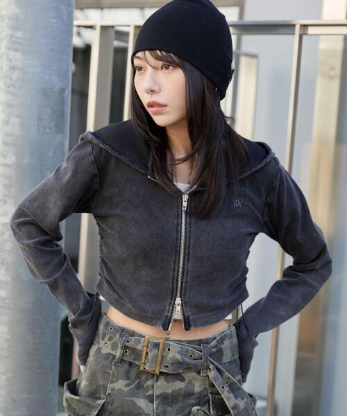 WEGO（ウィゴー）の「WEGO/【26年春新作】リブジップパーカー（パーカー・レディース・その他1/杢グレー/スミクロ・FREE）」の2枚目の写真