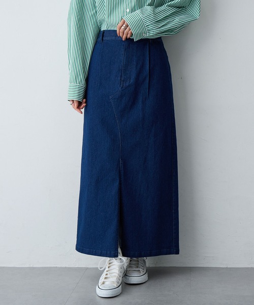 anyfee（エニフィー）の「【anyfee/大きいサイズ】フロントスリットデニムスカート(2026SS)（スカート・レディース・インディゴブルー/ブルー・LL/3L/4L/5L）」の2枚目の写真