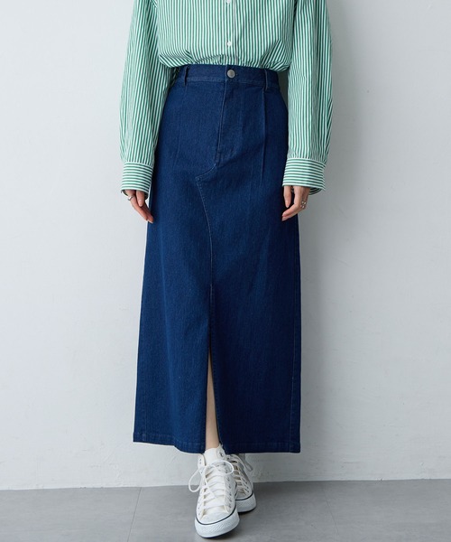 anyfee（エニフィー）の「【anyfee/大きいサイズ】フロントスリットデニムスカート(2026SS)（スカート・レディース・インディゴブルー/ブルー・LL/3L/4L/5L）」の13枚目の写真