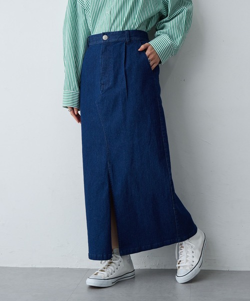 anyfee（エニフィー）の「【anyfee/大きいサイズ】フロントスリットデニムスカート(2026SS)（スカート・レディース・インディゴブルー/ブルー・LL/3L/4L/5L）」の19枚目の写真