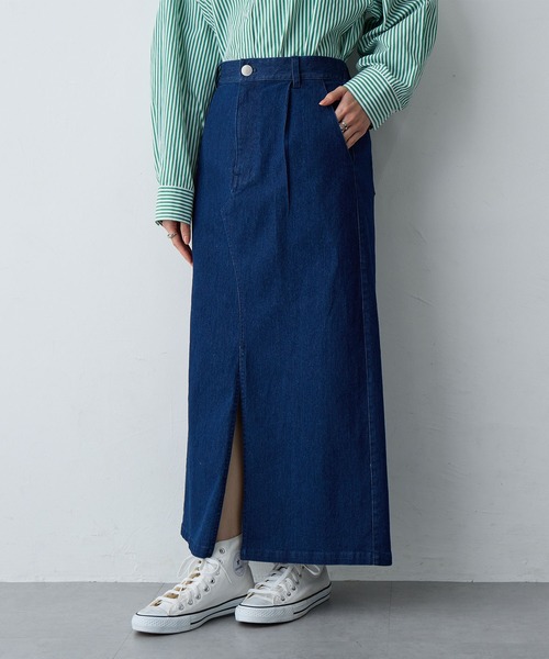 anyfee（エニフィー）の「【anyfee/大きいサイズ】フロントスリットデニムスカート(2026SS)（スカート・レディース・インディゴブルー/ブルー・LL/3L/4L/5L）」の20枚目の写真