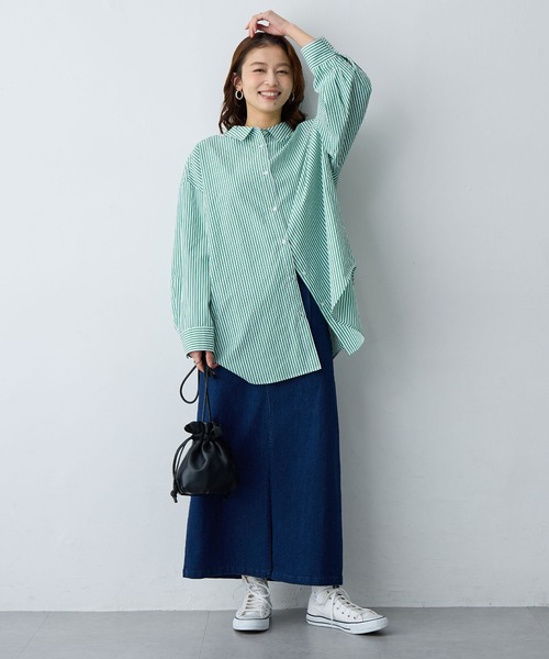 anyfee（エニフィー）の「【anyfee/大きいサイズ】フロントスリットデニムスカート(2026SS)（スカート・レディース・インディゴブルー/ブルー・LL/3L/4L/5L）」の5枚目の写真