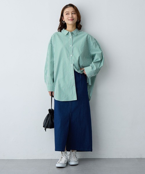 anyfee（エニフィー）の「【anyfee/大きいサイズ】フロントスリットデニムスカート(2026SS)（スカート・レディース・インディゴブルー/ブルー・LL/3L/4L/5L）」の7枚目の写真