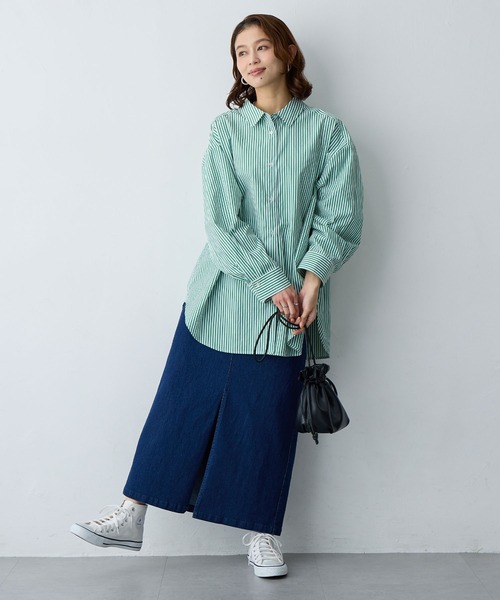 anyfee（エニフィー）の「【anyfee/大きいサイズ】フロントスリットデニムスカート(2026SS)（スカート・レディース・インディゴブルー/ブルー・LL/3L/4L/5L）」の9枚目の写真