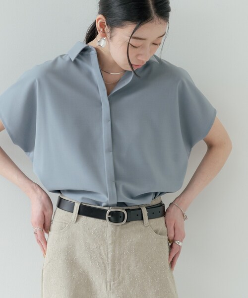 GALLEST(ギャレスト)の「Comfy SET UP|フレアスリーブブラウス【セットアップ対応/通勤/カセット服】(シャツ/ブラウス・レディース・ダークグレー/キャメル/ライトブルー/ブラック・38/34)」の22枚目の写真