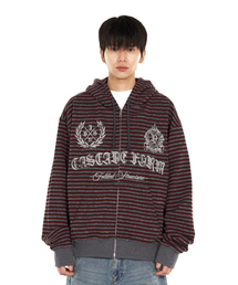 IDWS（アイドンワナセル）の「Proto Stripe Hoodie Zip Up Burgundy（パーカー）」