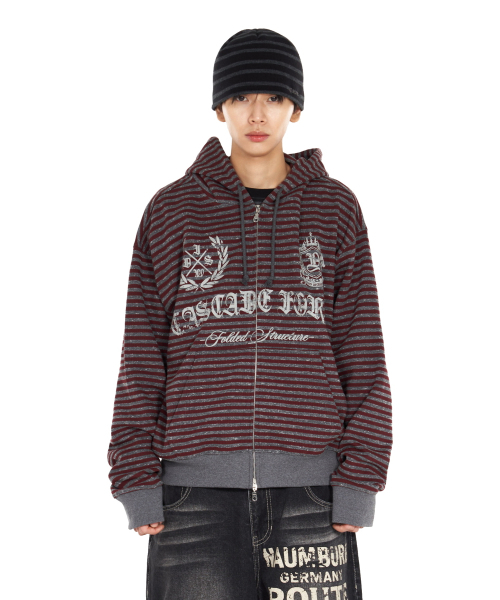 IDWS(アイドンワナセル)の「Proto Stripe Hoodie Zip Up Burgundy(パーカー・レディース・その他・1/2/0)」の12枚目の写真