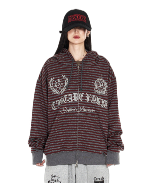 IDWS(アイドンワナセル)の「Proto Stripe Hoodie Zip Up Burgundy(パーカー・レディース・その他・1/2/0)」の14枚目の写真