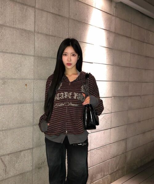 IDWS(アイドンワナセル)の「Proto Stripe Hoodie Zip Up Burgundy(パーカー・レディース・その他・1/2/0)」の5枚目の写真