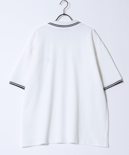 BEVERLY HILLS POLO CLUB（ビバリーヒルズポロクラブ）の「BEVERLY HILLS POLO CLUB/ビバリーヒルズポロクラブ オーバーサイズ ワンポイント刺繍 鹿の子 ラインリブ 半袖ポロシャツ レディース メンズ（ポロシャツ・メンズ・グリーン/ネイビー/ブラック/オリーブ/サックスブルー/オフホワイト・M/L/LL）」の13枚目の写真