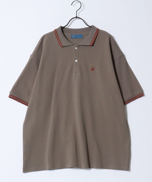 BEVERLY HILLS POLO CLUB（ビバリーヒルズポロクラブ）の「BEVERLY HILLS POLO CLUB/ビバリーヒルズポロクラブ オーバーサイズ ワンポイント刺繍 鹿の子 ラインリブ 半袖ポロシャツ レディース メンズ（ポロシャツ・メンズ・グリーン/ネイビー/ブラック/オリーブ/サックスブルー/オフホワイト・M/L/LL）」の9枚目の写真