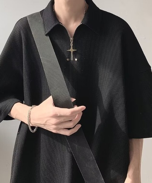 link lot(リンクロット)の「クロスハーフジップポロシャツ(ポロシャツ・メンズ・ホワイト/ブラック・L/M)」の7枚目の写真