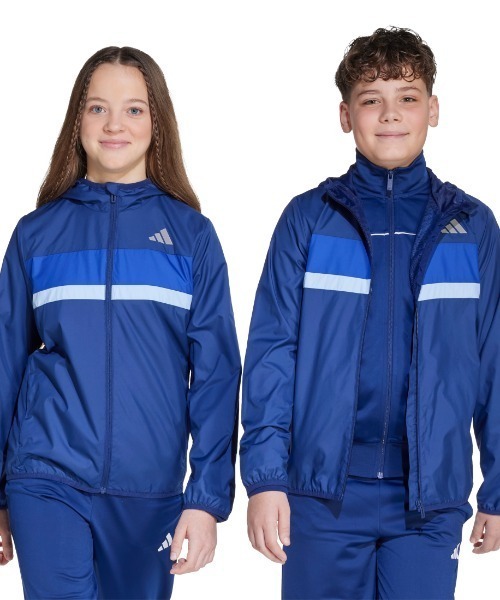 adidas(アディダス)の「アディダス adidas Tiberioウィンドブレーカー キッズ(ナイロンジャケット・キッズ・ネイビー・130cm/140cm/150cm/160cm)」の1枚目の写真