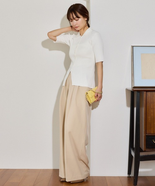 mysty woman（ミスティウーマン）の「UVカットニットポロカーディガン 666168（カーディガン/ボレロ・レディース・ライトグレー/ベージュ/オフホワイト/ブラック・FREE）」の5枚目の写真