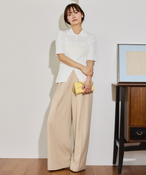 mysty woman（ミスティウーマン）の「UVカットニットポロカーディガン 666168（カーディガン/ボレロ・レディース・ライトグレー/ベージュ/オフホワイト/ブラック・FREE）」の6枚目の写真